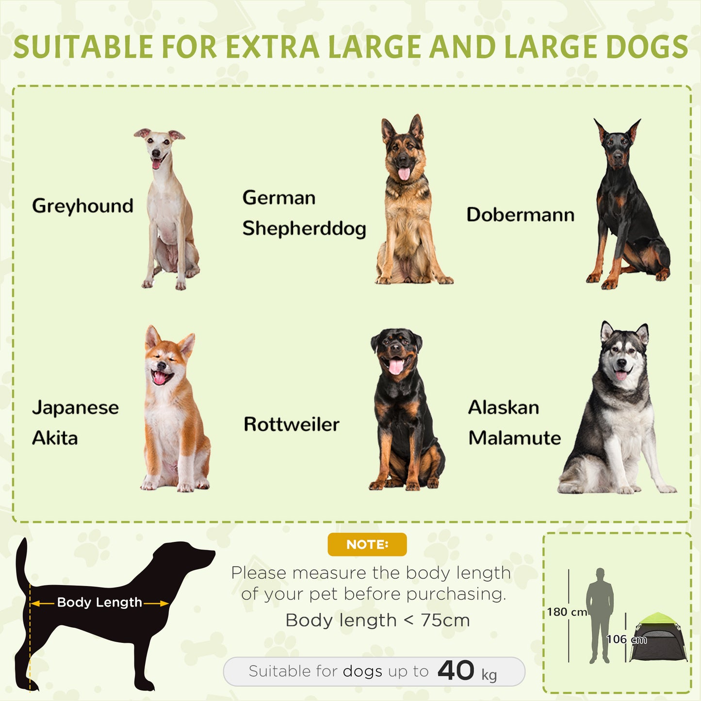 Foldable Dog Cat Tent with Water-Resistant Oxford, Carry Bag for Extra Large Dog, Green