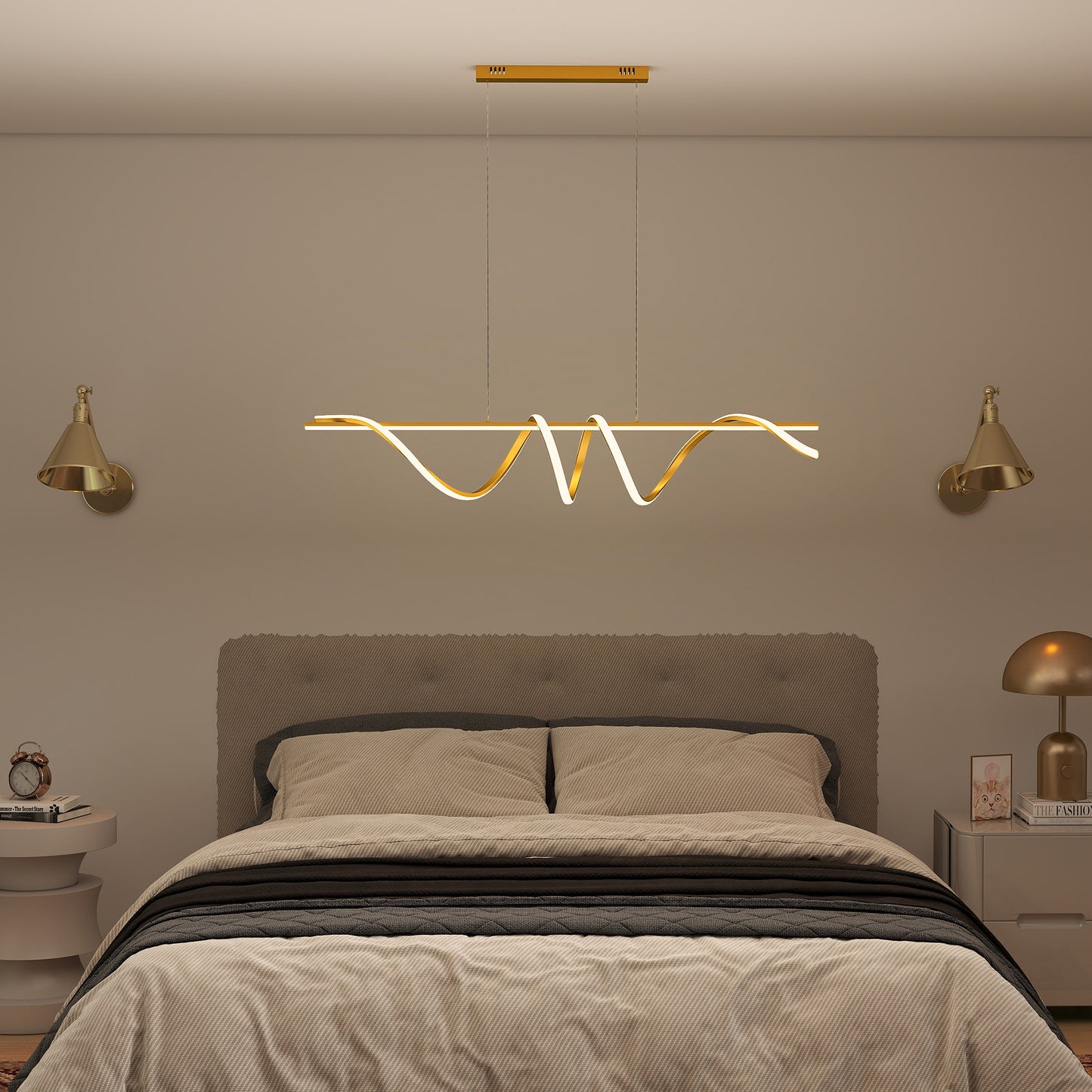 Pendant Light with 3 Colour Temperatures - Gold Tone
