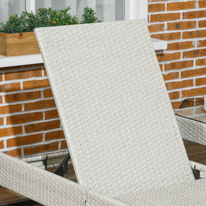 3-piece PE Rattan Sun Lounger Set with Adjustable 5-Position Recliner, Patio Chaise Lounge Chair Set with Cushions