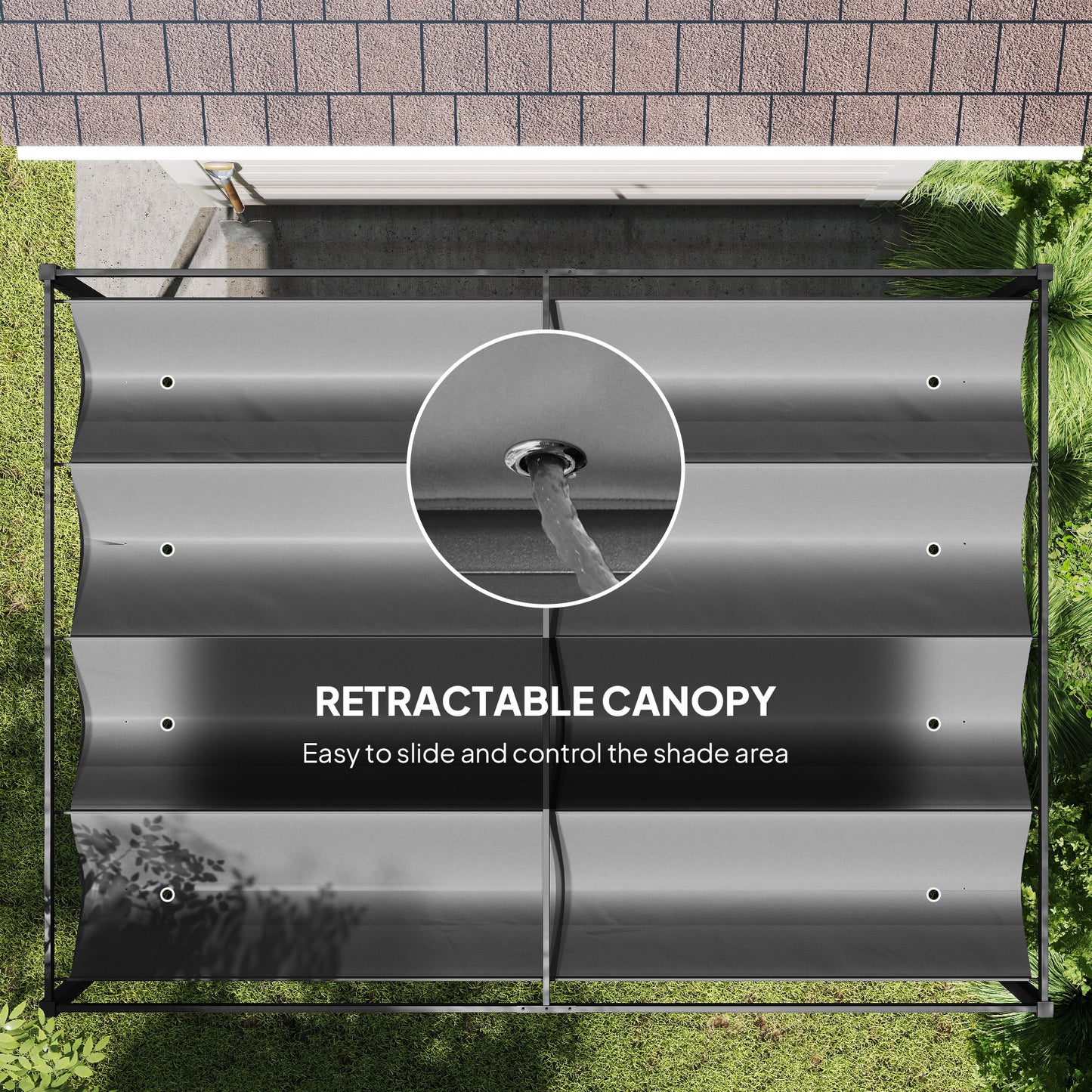 4 x 3(m) Metal Outdoor Pergola with Retractable Roof, Outdoor Gazebo with Drainage Holes for Garden, Patio, Lawn, Grey