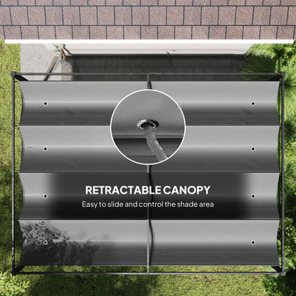 4 x 3(m) Metal Outdoor Pergola with Retractable Roof, Outdoor Gazebo with Drainage Holes for Garden, Patio, Lawn, Grey