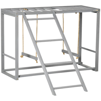 Chicken Activity Play with Swing Set for 3-4 Chickens, Wooden Chicken Coop, Grey