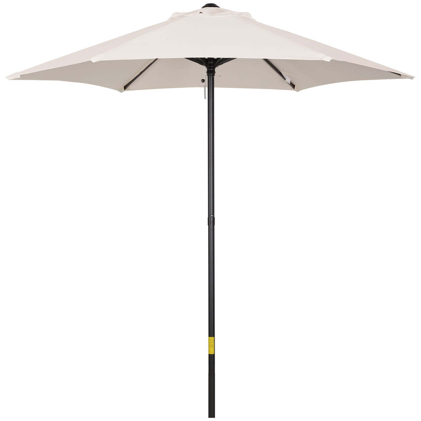 2m Garden Parasol Umbrella, Outdoor Sun Shade with 6 Sturdy Ribs for Balcony, Bench, Garden, Cream White