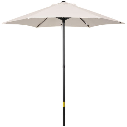 2m Garden Parasol Umbrella, Outdoor Sun Shade with 6 Sturdy Ribs for Balcony, Bench, Garden, Cream White