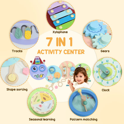 Caterpillar Busy Board with 7 Activities, for Nursery, Playroom, Home, for 3+ Years