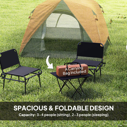 3-4 Person Camping Tent, Easy Set Up Waterproof Dome Tent with Sewn-in Groundsheet, Mesh Windows