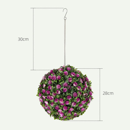 Set of 2 Decorative Artificial Plants, UV-protected Artificial Plant Topiary Rose Balls