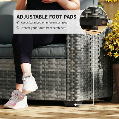 2 Seater Rattan Sofa, Outdoor Garden Sofa with Deep Seat, Cushions, Wide Armrests for Patio, Balcony, Porch, Mixed Grey