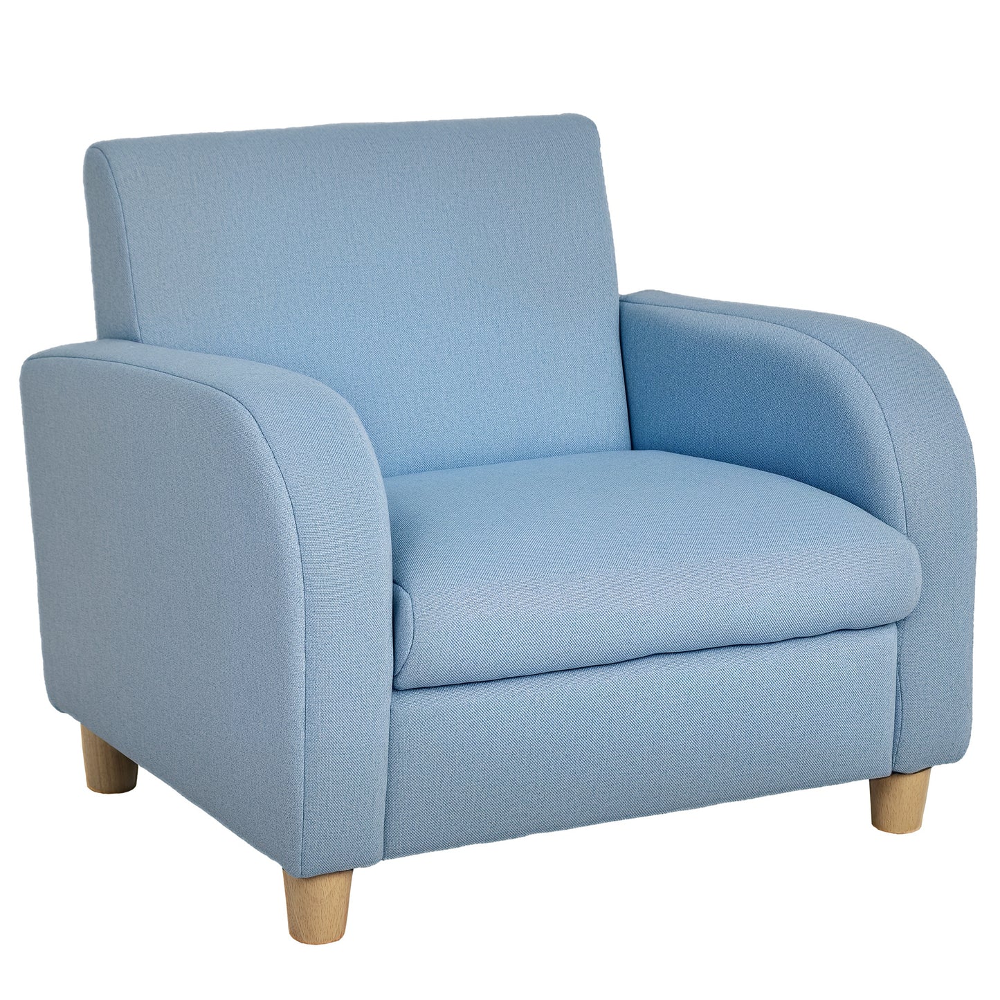 Children's Armchairs Toddler Chair Wood Frame Anti-Slip Legs High Back Bedroom Playroom Furniture Blue