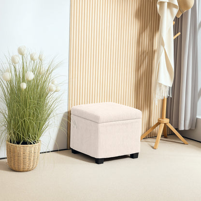 Storage Ottoman Bench, Corduroy Storage Chest Box with Wooden Legs, 40cm Bed End Bench for Living Room, Bedroom, Entryway