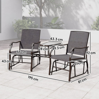 Gliding Jack and Jill Seat, with Glass-Top Table - Brown/Grey
