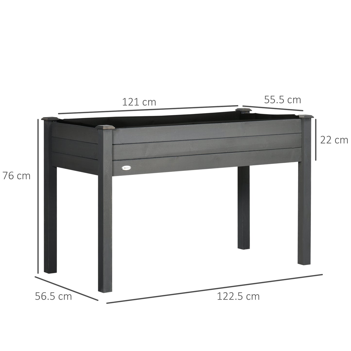 Raised Bed for Garden, Wooden Elevated Planter Box with Bed Liner, for Flower Vegetable Herb, Dark Grey