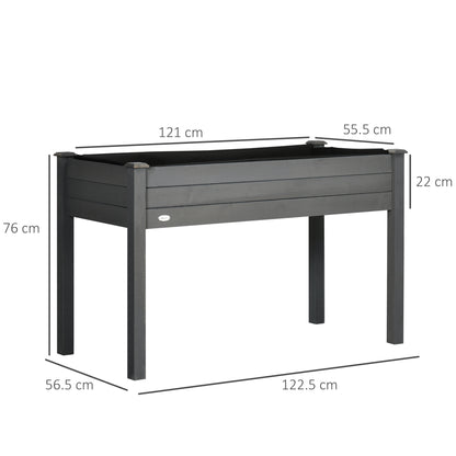 Raised Bed for Garden, Wooden Elevated Planter Box with Bed Liner, for Flower Vegetable Herb, Dark Grey
