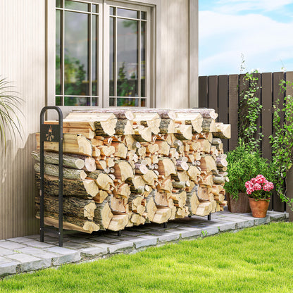 6.5 FT Steel Firewood Log Rack with 300 kg Capacity, Heavy Duty Indoor Outdoor Fireplace Wood Storage Shelf
