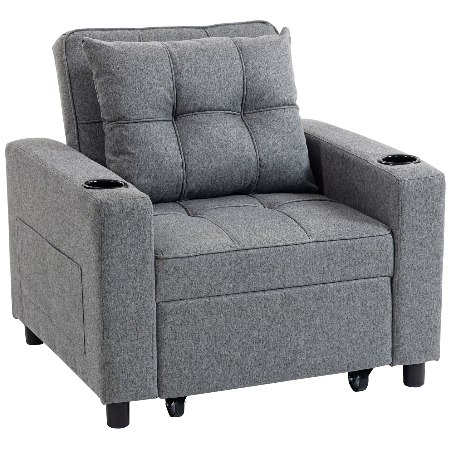 3-in-1 Single Sofa Bed, Convertible Sleeper Chair Bed - Dark Grey