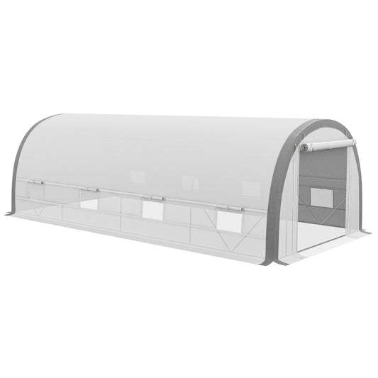 6x3m Polytunnel Greenhouse for Seedlings & Plants Upgraded Structure Mesh Door Windows, White