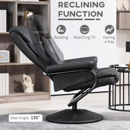 Swivel Recliner Chair with Footstool, PU Leather Recliner Armchair with Ottoman, Steel Base