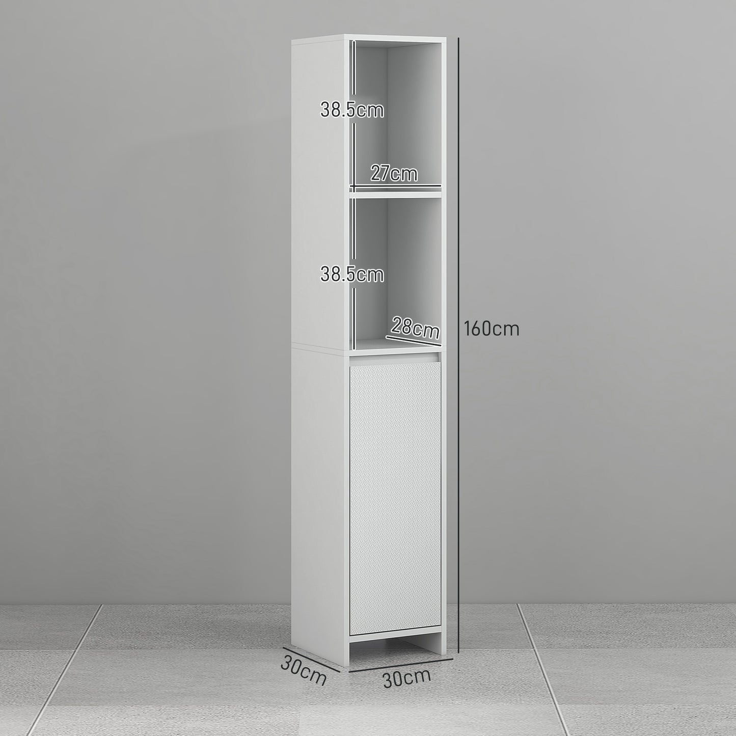 Narrow Bathroom Cabinet, Slim Bathroom Storage Unit with Open Compartment, Freestanding Storage Cupboard for Small Spaces