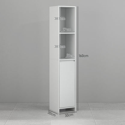 Narrow Bathroom Cabinet, Slim Bathroom Storage Unit with Open Compartment, Freestanding Storage Cupboard for Small Spaces