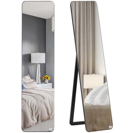 Full Length Mirror, 156 x 37 cm Rectangular Full Body Mirror with Stand, Floor Standing