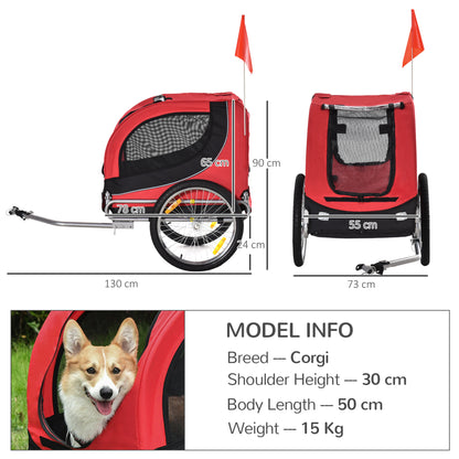 Steel Dog Bike Trailer Pet Cart Carrier for Bicycle Kit Water Resistant with Hitch Coupler Travel Black and Red