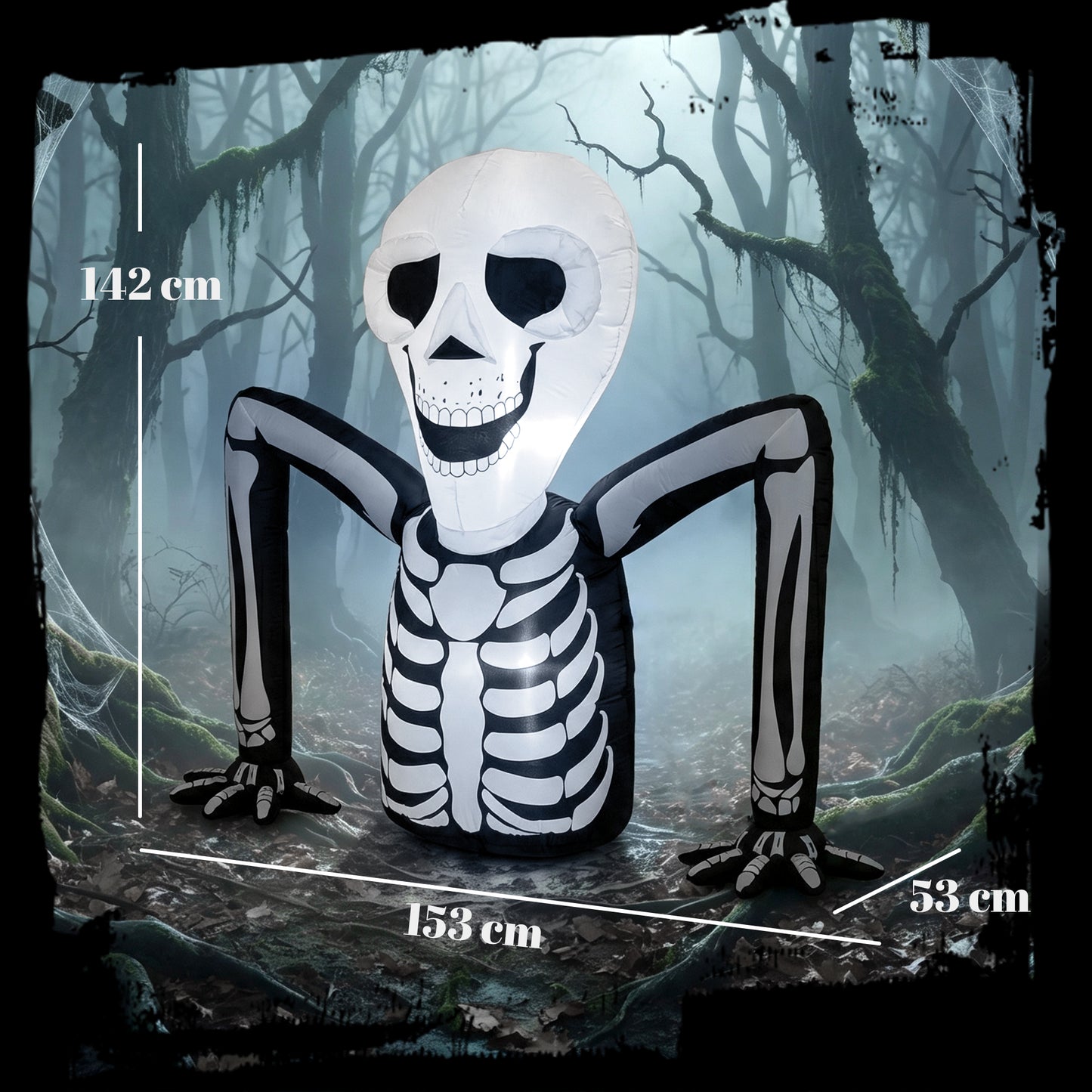 Inflatable Ground Crawling Skeleton, Scary Halloween Decoration with Built-in LED Lights for Indoor Outdoor Decor