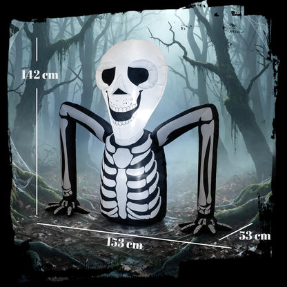 Inflatable Ground Crawling Skeleton, Scary Halloween Decoration with Built-in LED Lights for Indoor Outdoor Decor