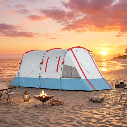 3 Person Tunnel Tent, Large Camping Tent with Bedroom, Living Room, Sewn-in Floor, 3 Doors, Carry Bag, 2000mm for Fishing