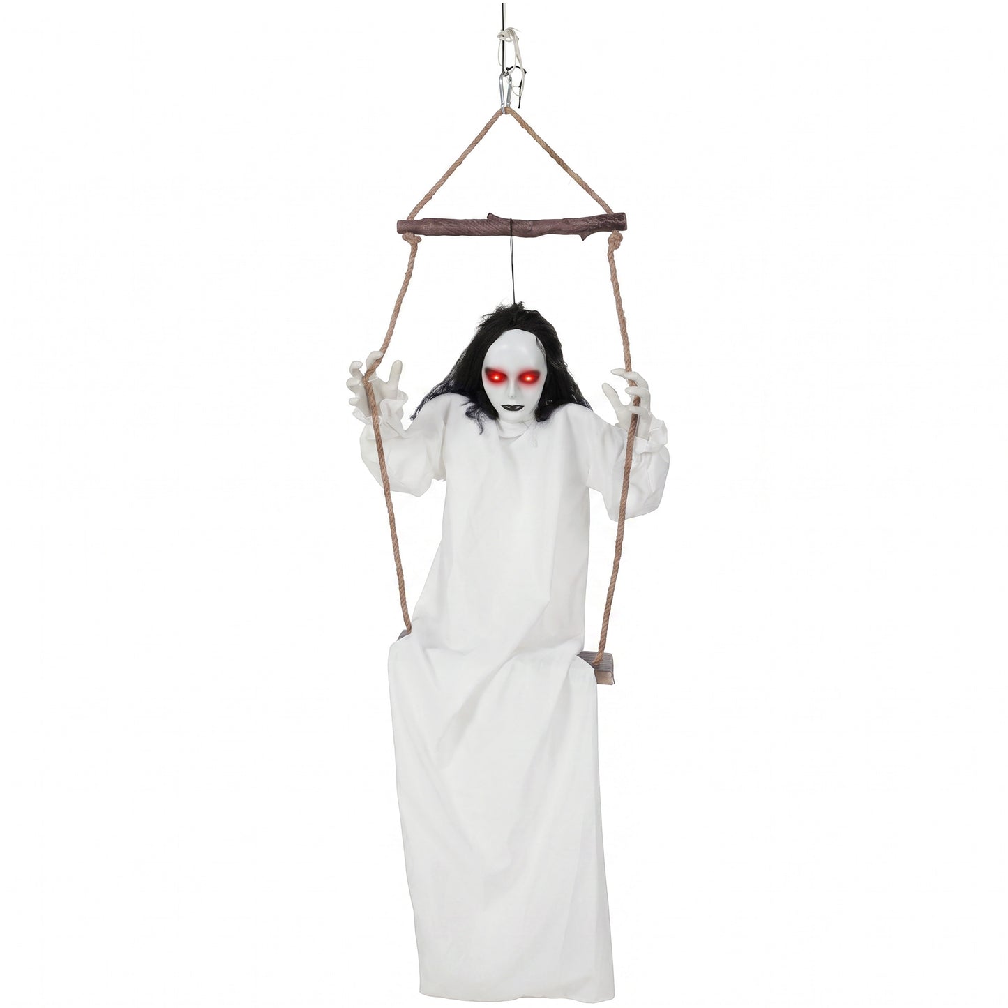 170cm Animated Hanging Swing Ghost Halloween Decoration, Sound Touch Activated Ghost Halloween Animatronic