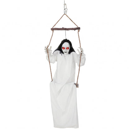 170cm Animated Hanging Swing Ghost Halloween Decoration, Sound Touch Activated Ghost Halloween Animatronic