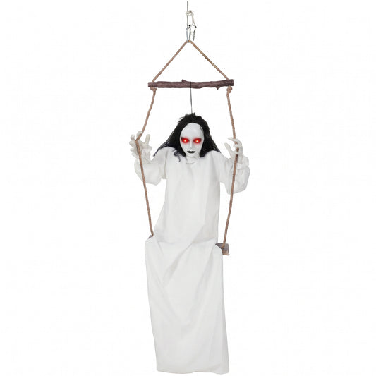 170cm Animated Hanging Swing Ghost Halloween Decoration, Sound Touch Activated Ghost Halloween Animatronic