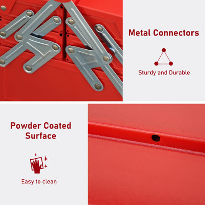 Metal Tool Box 3 Tier 5 Tray Professional Portable Storage Cabinet Workshop Cantilever Toolbox with Carry Handle
