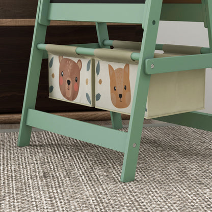 Three-In-One Kids Easel with Paper Roll, Art Easel, with Storage - Green