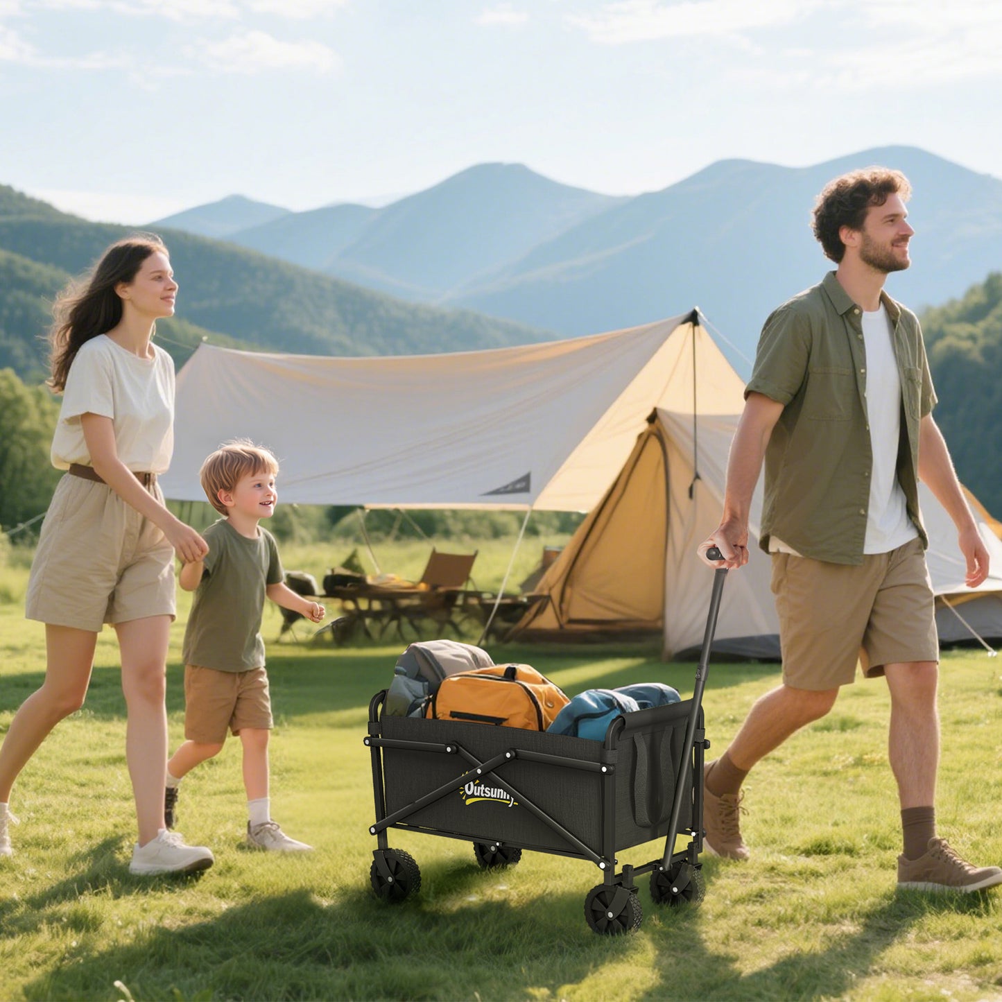 62L Festival Trolley on Wheels, Portable Small Folding Trolley Cart
