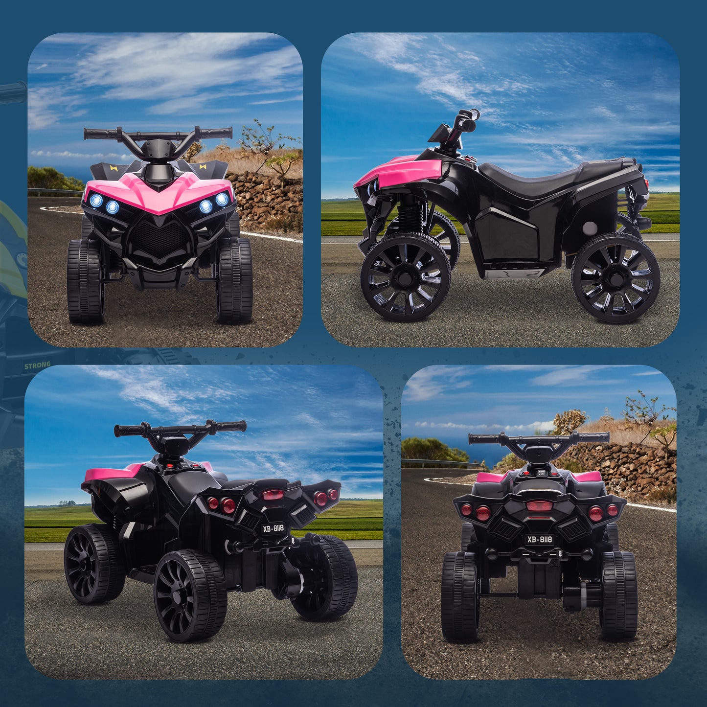 6V Kids ATV, 4 Wheeler Electric Ride on Car with Music and LED Headlights, for Ages 18-56 Months Boys and Girls, Pink