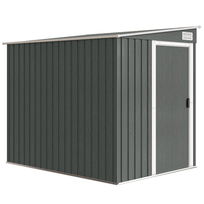 7 x 5ft Galvanised Metal Shed, with Sliding Door - Light Grey