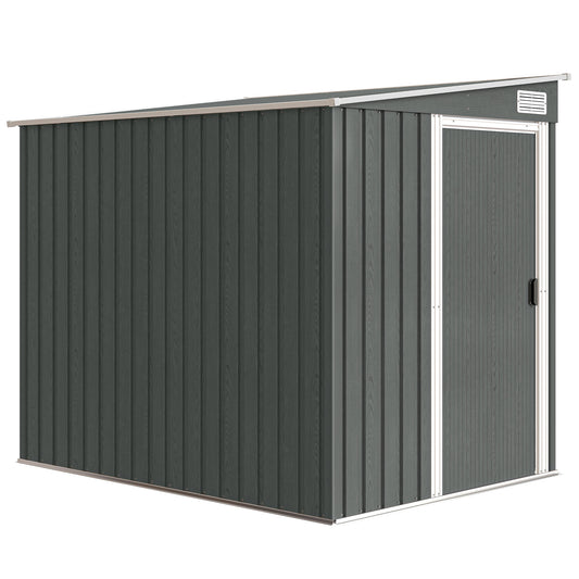 7 x 5ft Galvanised Metal Shed, with Sliding Door - Light Grey