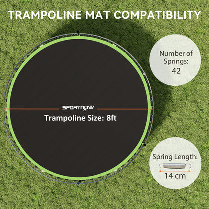 Trampoline Replacement Mat with Spring Pull Tool, 42 V-Hooks, for 8ft Trampoline using 14cm Springs, Green