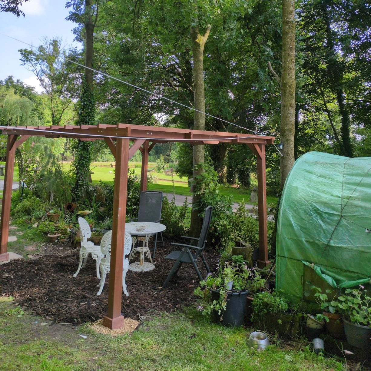 3.3 x 3.3 m Wooden Pergola Kit, Graden Pergola Gazebo Grape Trellis with Stable Structure for Climbing Vines, Flowers