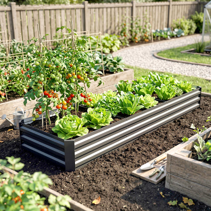 60 x 240cm Galvanised Steel Planter, with Open Bottom