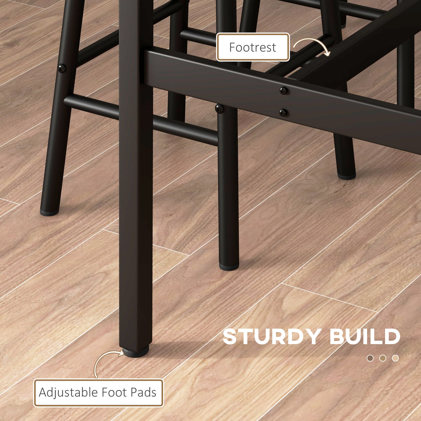 3 Piece Bar Table Set with 2 Stools, Industrial Bar Table and Stool Set, Dining Table and Chair Set, Rustic Brown