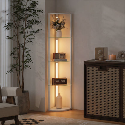 LED Floor Lamp with Shelves, Dimmable Standing Lamp with Foot Switch for Living Room, Bedroom, Grey