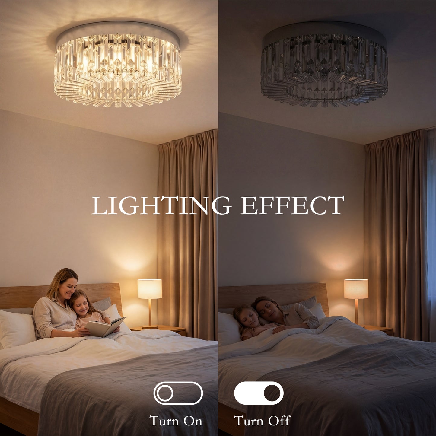 Crystal Chandeliers with 160 Crystal Pendants, 6-Light Ceiling Light for Living Room, Bedroom Dining Room, Silver Tone
