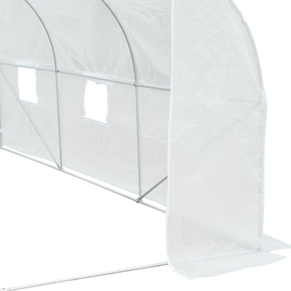 Walk-In Polytunnel Greenhouse Warm House Garden Tunnel Shelter Plant Shed with Door and Windows, Galvanised Steel Frame
