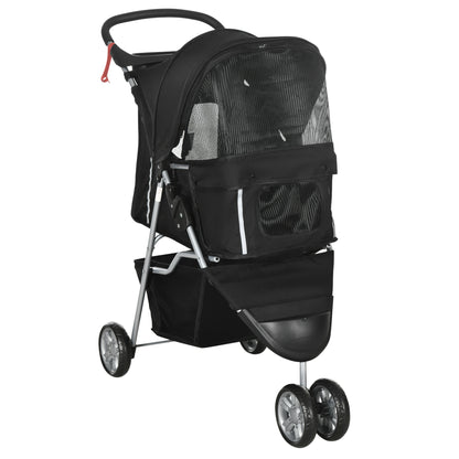 3 Wheel Pet Stroller for Small and Miniature Dogs, Black