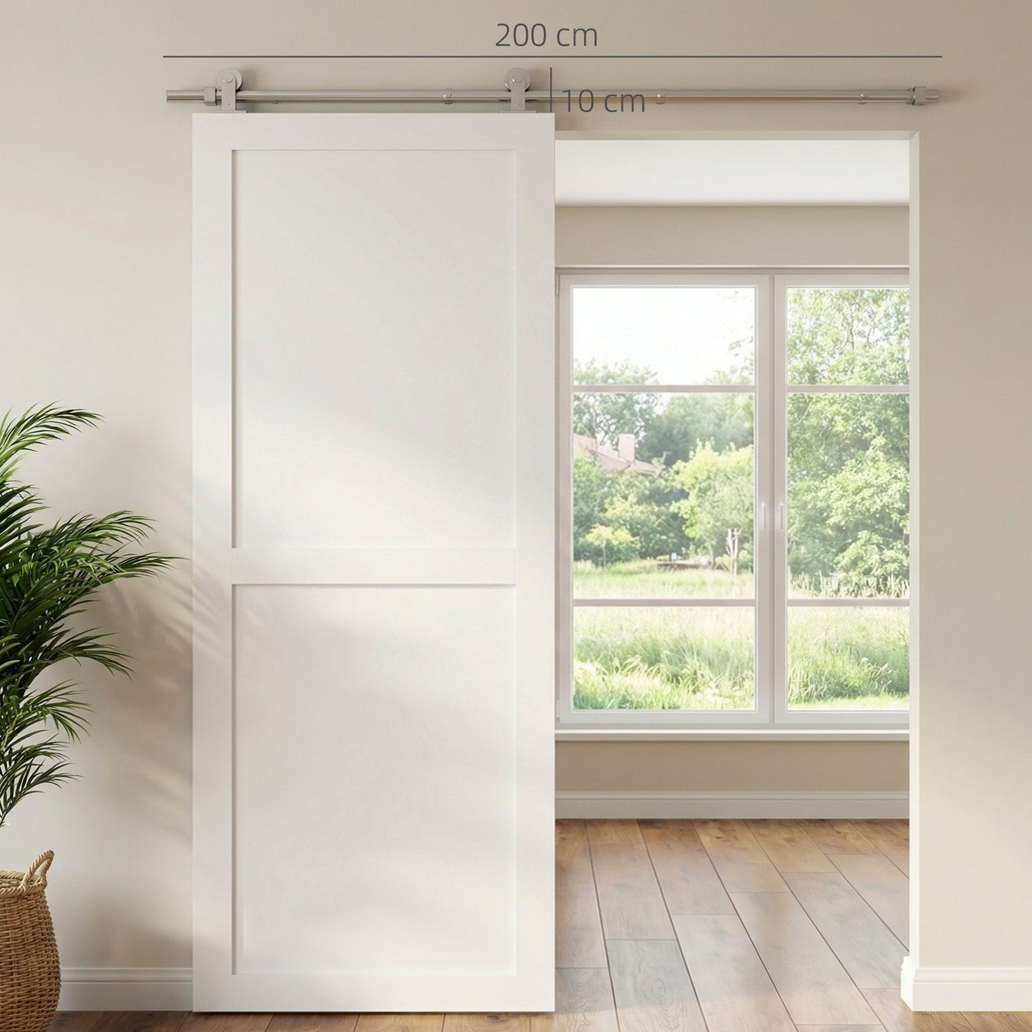 Sliding Door Hardware Kit Smooth Quiet 304 Stainless Steel for 200cm Track Sliver Tone
