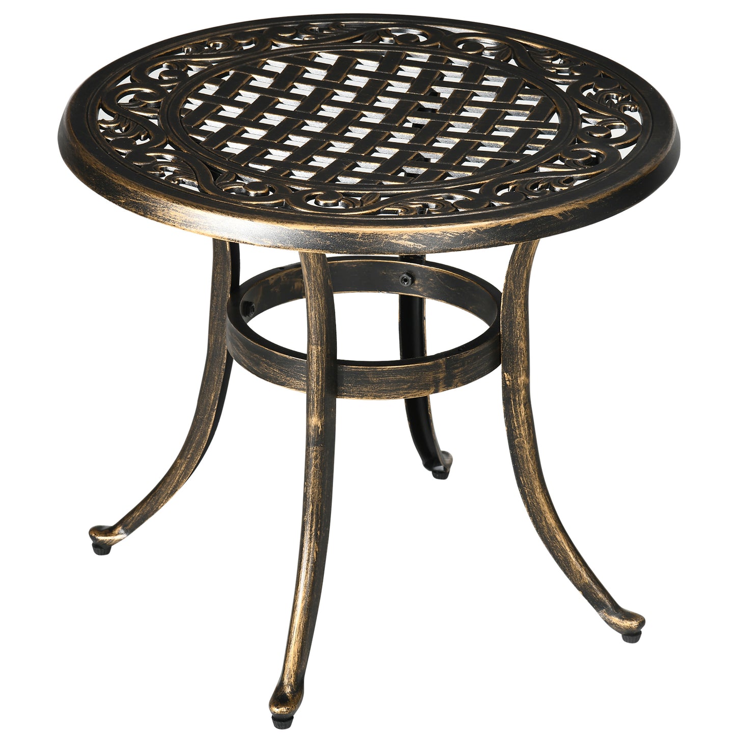 Outdoor Garden Table, Cast Aluminium Patio End Table with Anti-slip Foot Pads for Garden, Patio, Balcony, 60 x 60 cm