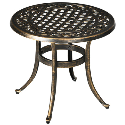 Outdoor Garden Table, Cast Aluminium Patio End Table with Anti-slip Foot Pads for Garden, Patio, Balcony, 60 x 60 cm