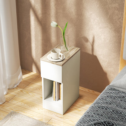 Set of Two Modern Storage Bedside Tables - Cream White