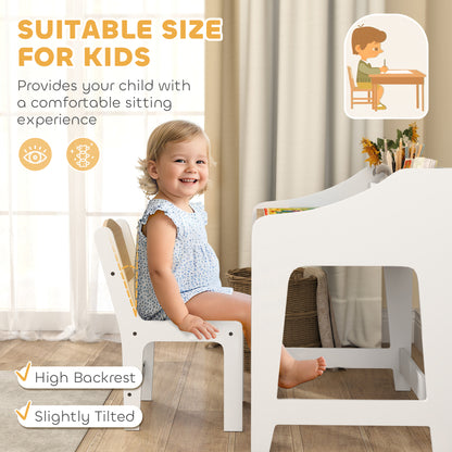 Kids Desk and Chair Set, Children Study Table with Storage and Shelves for Study Room, Gift for 3-8 Years, Natural